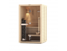 Сауна в сборе SAWO 1414LS-PD-G (1,4м х 1,4м, кедр, полностью стеклянная стена, дизайн Piano, левая)