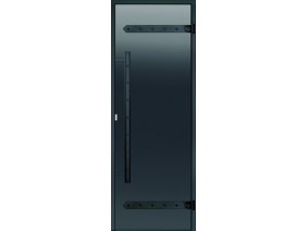 Дверь стеклянная Harvia Legend 7х19 (черная коробка сосна, стекло серое, артикул D71902ML)