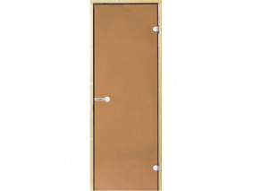 Дверь стеклянная Harvia 7х19 (коробка ольха, стекло бронза, артикул D71901L)